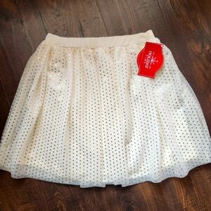 Holiday Mesh Skirt for Girls Gold Polka Dots